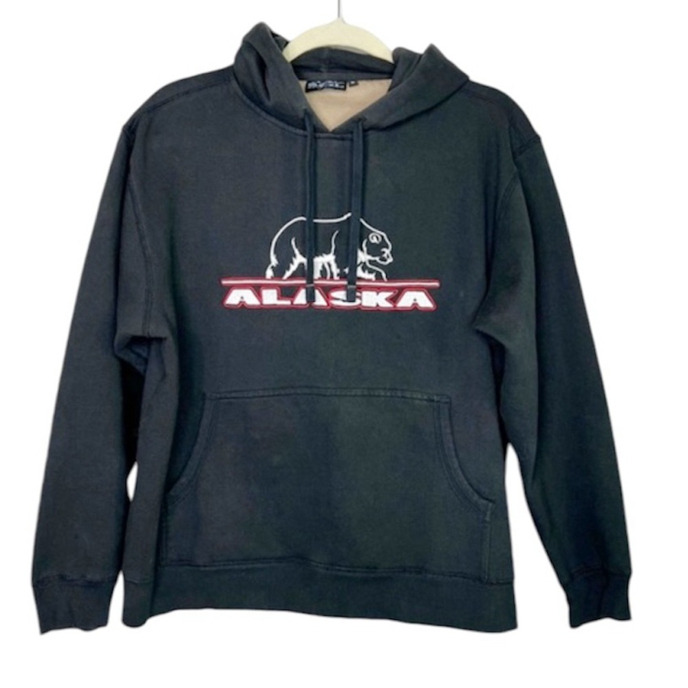 Alaska Bear Embroidered Black Sweatshirt Hoodie size Medium